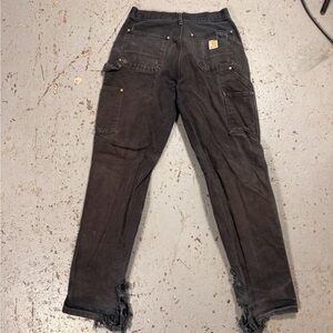 Carhartt Black Carpenter Pants with Distressed Hem